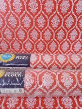 X3 1960s Vintage MAYFAIR Wallpaper Rolls Retro Flocked FLOCK 70s MCM damask