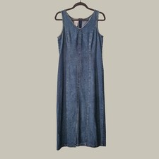 Expressions Denim Jumper Dresss Womens Blue Sleeveless Cotton 90s Vintage