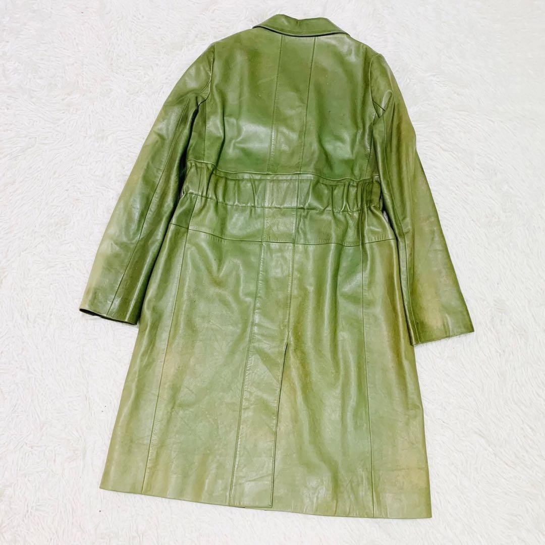 Chanel Leather Coat, Green, Size 38  Used image 6