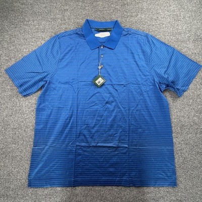 Bobby Jones Blue Striped Polo Shirt 3XL 100% Cotton Golf Casual NWT