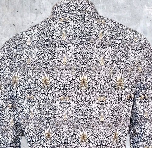 William Morris & Co + H&M camicia uomo media grigio oro floreale manica lunga usata in ottime condizioni - Foto 6 di 13