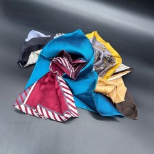 Vintage Silk Pocket Squares Lot Of 6 Mens Handkerchiefs Hankies 1980s Retro