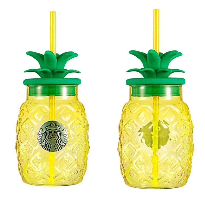 New 2021 Starbucks China Summer Yellow Pineapple 20oz Glass Straw Cup - Image 4 of 4