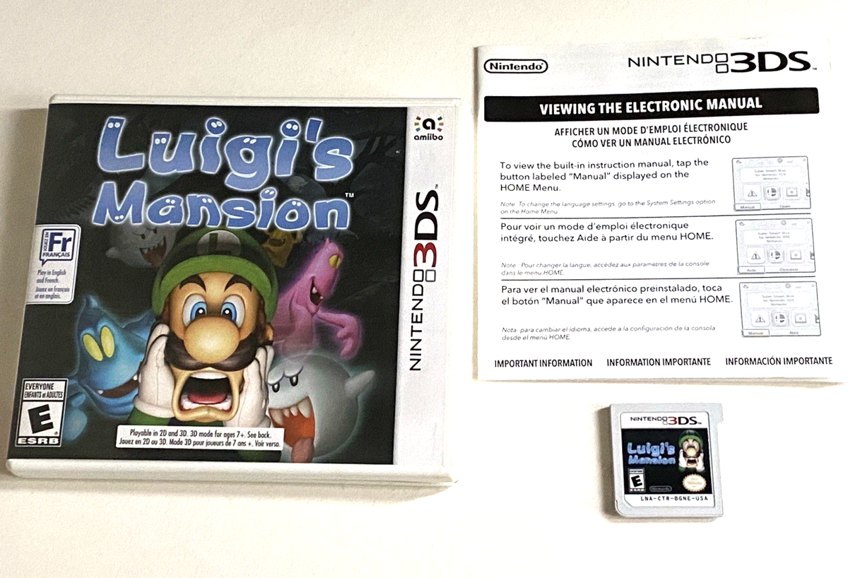 Luigi's Mansion 1 Nintendo 3DS Game Case Cart Luigi Luigis Mario
