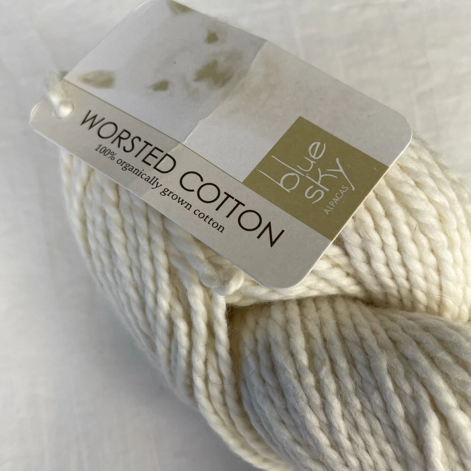 Hilo de algodón teñido cielo azul peinado 1 madeja 80 marfil blanco 150 yardas 100 g suave Foto 2 de 4