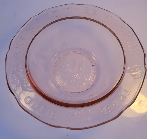 Vintage Pink Depression Glass Tiara Nursery Rhymes Mother Goose Bowl 6.25" Diam.