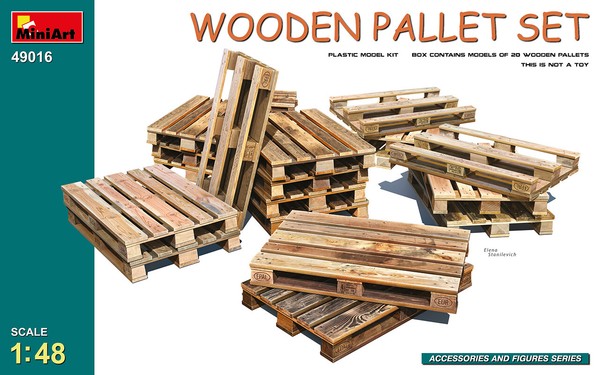 Holzpalette Set 1:48 Plastik Modellbausatz Miniart-image