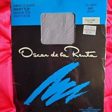 Oscar de la Renta Pantyhose Miracle Sheer Gray Petite Nylon Hose