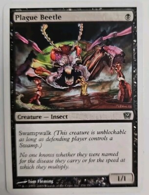 MTG Magic The Gathering Card Plague Beetle Creature Insect Black 9th Edition 