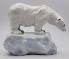 Royal Dux Polar Bear On Ice ca 7 3/4" Tall  9 5/8" Long Czechoslavakia Bohemia