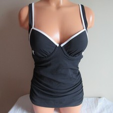 Tommy Bahama Deck Piping UW OTS Tankini Swim Top Black/White S NWOT
