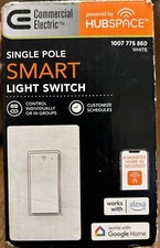 Smart Light Switch Wi-Fi Bluetooth HUBSPACE GOOGLE ALEXA Single Pole White