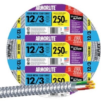 (1)-Southwire 250 Ft. 12/3 MC Armored Cable Electrical Wire 68583455