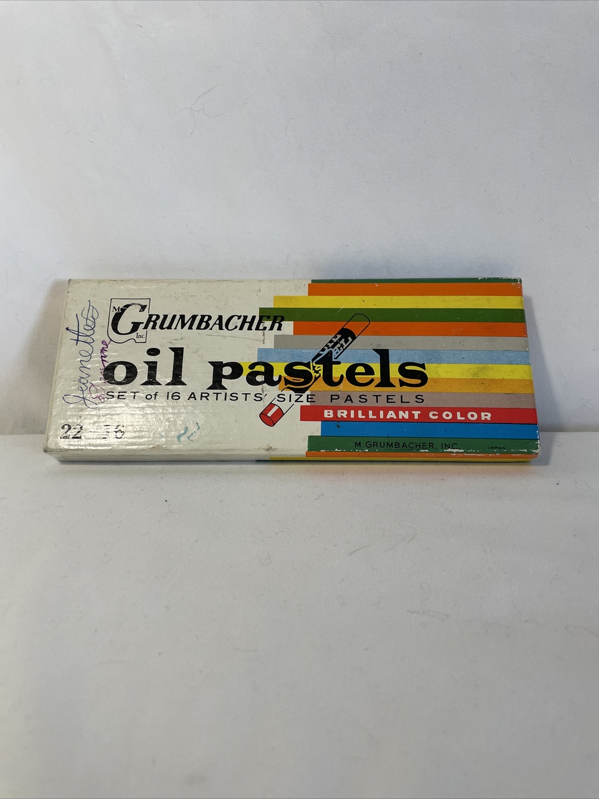 Vtg GRUMBACHER Oil Pastels Artists Size 22 / Brilliant Color Set of 16