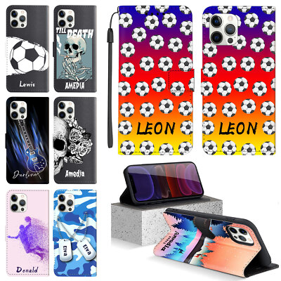 Personalised Wallet Flip Leather Case Cover For iPhone 16 Pro Max 15 14 13 12 11