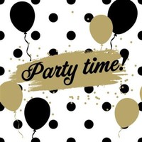20 Servietten Celebration Party Feier Spruch Ballons Gold Schwarz Weiß Tischdeko