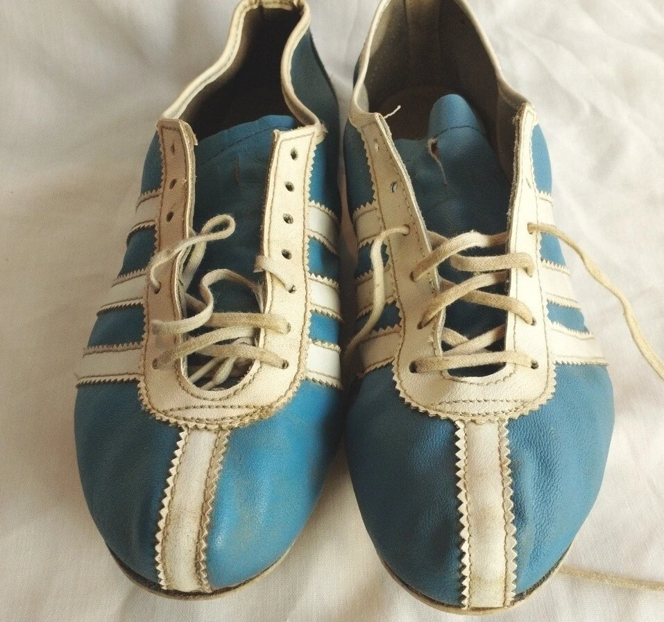 Adidas Avanti Vintage Blue White Leather Sprint Spikes Shoes women sz US 7.5/8 - Photo 3/4