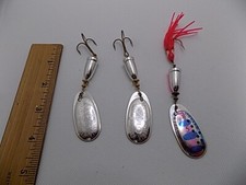 Blue Fox Vibrax Spinner’s (Size #5) ~ Silver, 1 w/hoochie (lot of 3)