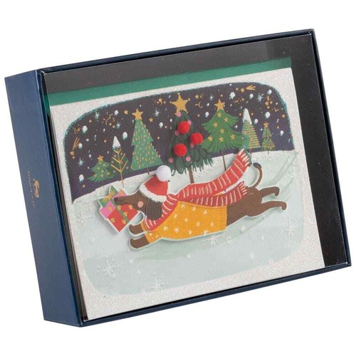 NIQUEA.D, Running Dog with Gift 10 Count Boxed Christmas Cards eBay