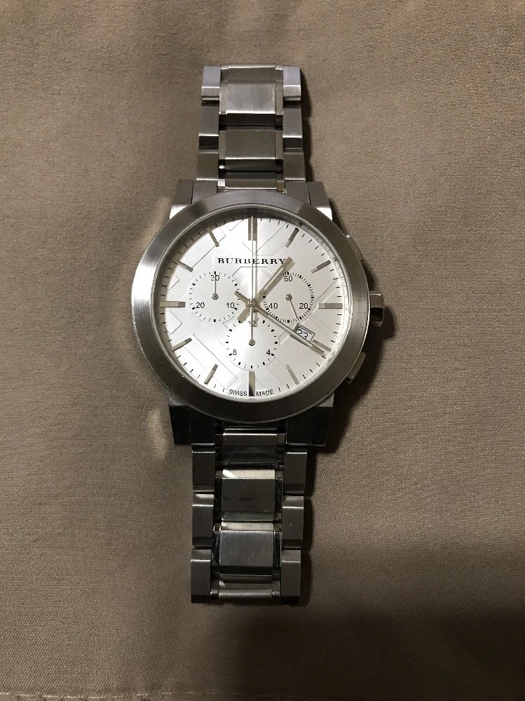 Burberry Da Uomo BU9350 Orologio da Bracciale Acciaio Inox a Check Grande Argento