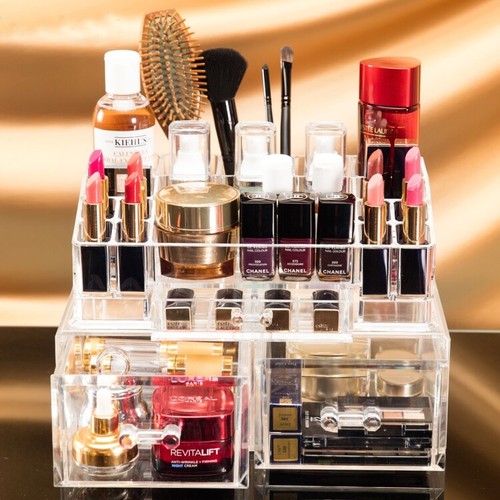 Large Cosmetic Makeup Organizer Holder Storage Box 12" wide 2 pcs 2 Drawer Set - Picture 5 of 5