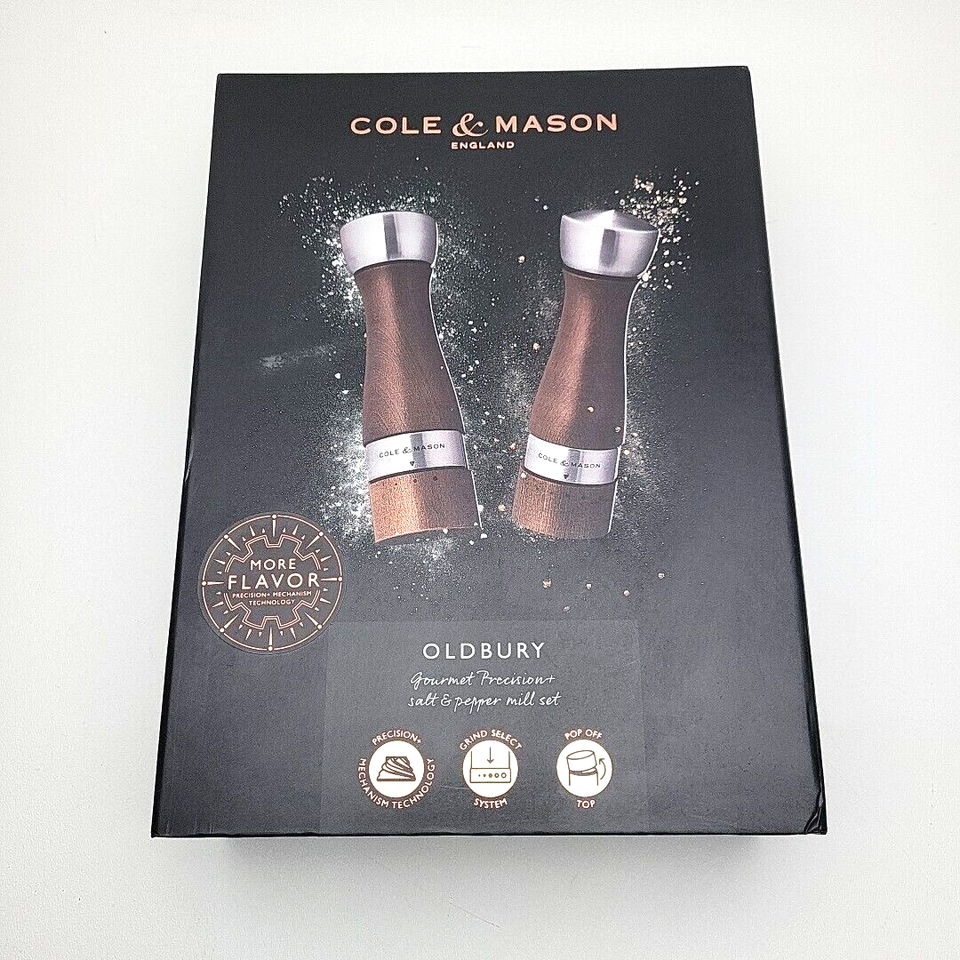 COLE & MASON Oldbury Wood Salt and Pepper Grinder Set Wooden Mills eBay