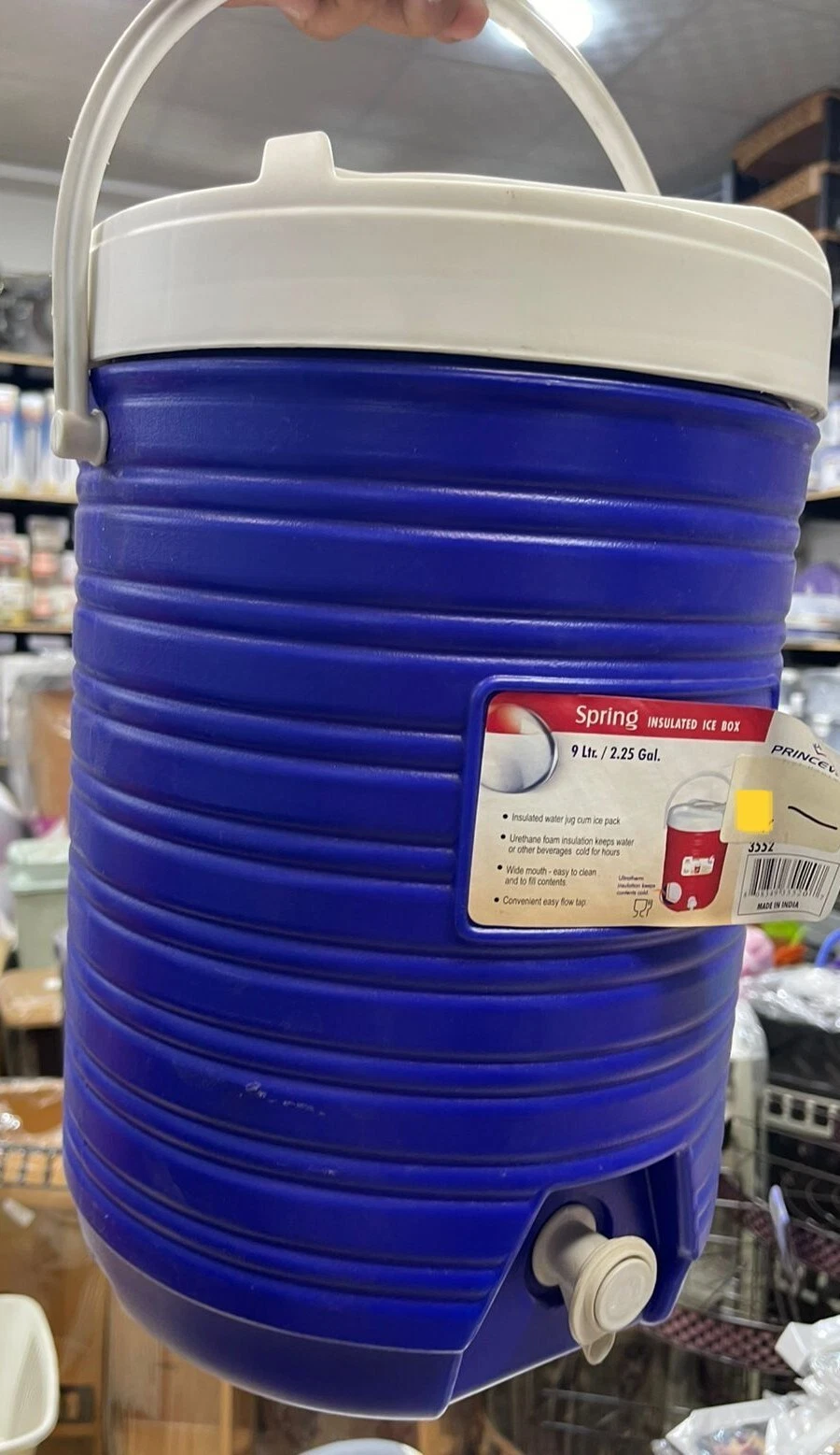 Spring 9 Liter Insulated Water Cooler Jug – Ice Box Drink Dispenser with Tap