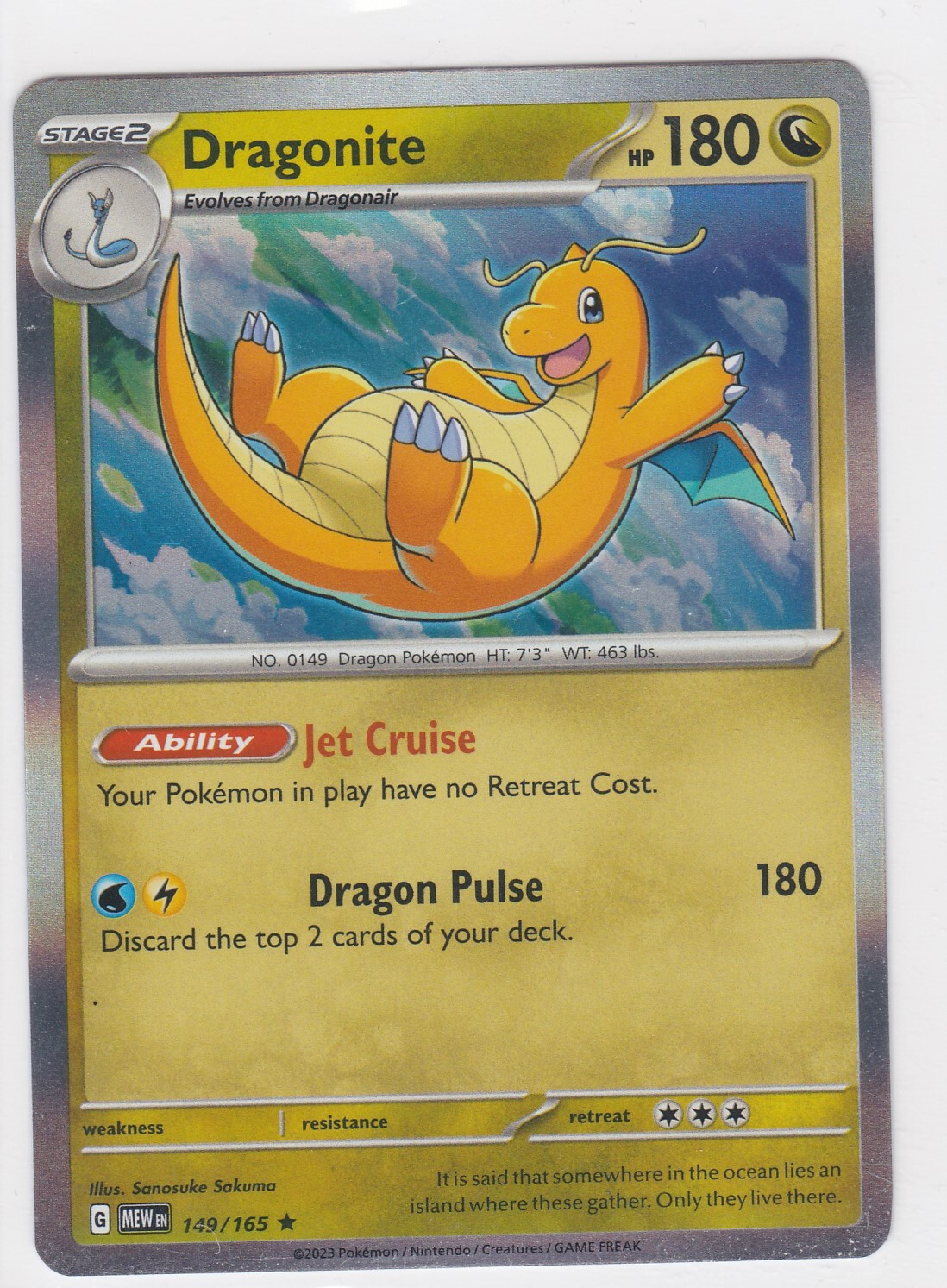 Pokemon Near Mint 151 Reverse Holo Dragonite 149/165 Pack Fresh!