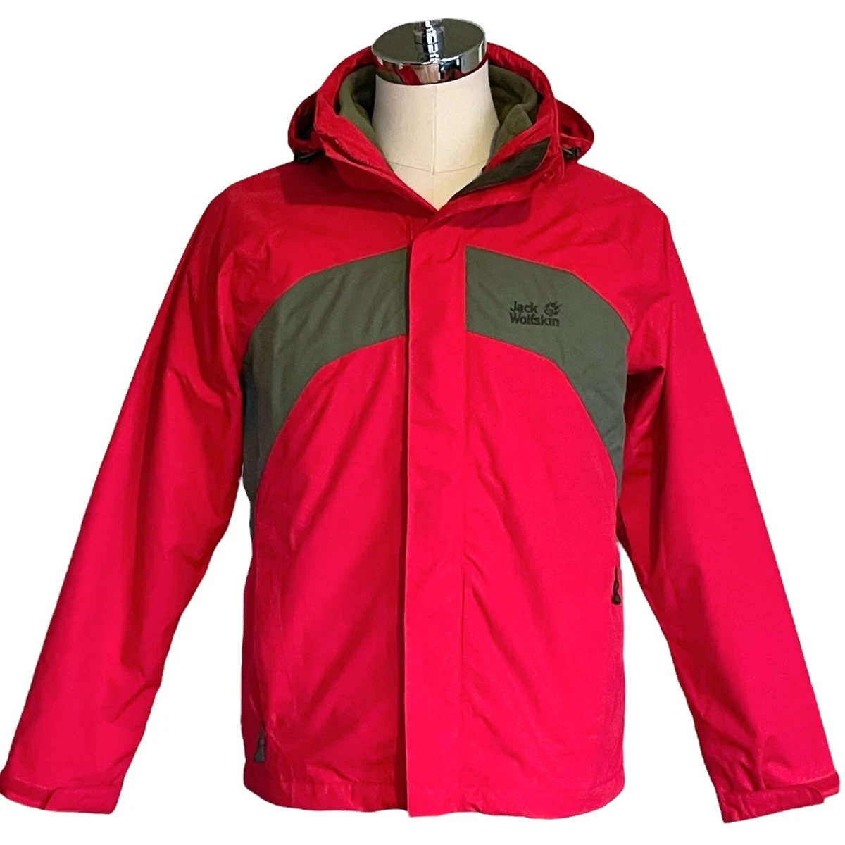 Jack Wolfskin Mens 3 in 1 Texapore Jacket S Red Gray Waterproof Windproof  Coat | eBay