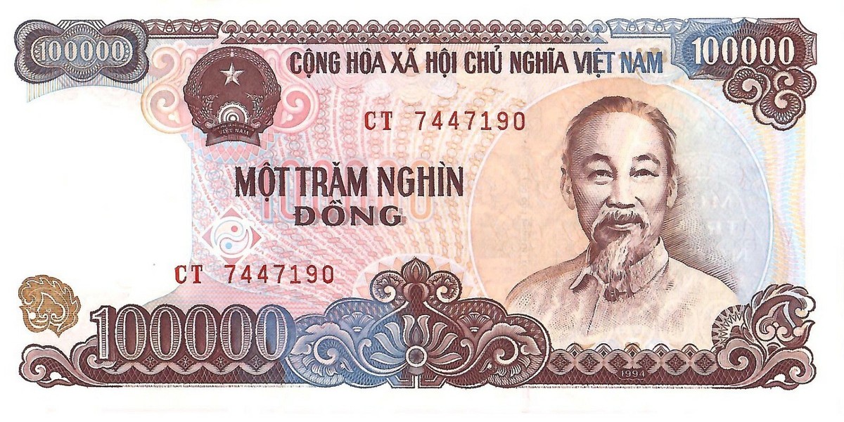 235 ベトナム紙幣　ベトナムドン　1枚　1994年　100000ドン Vietnam 100,000 Dong Banknote, 1994, P-117, UNC | eBay
