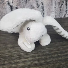 RaZbaby Pacifier Holder Bunny Rabbit Plush Stuffed Animal Lovey Gray Stripe Ears