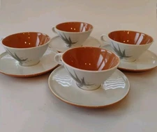 Vintage Iroquois Informal Harvest Time  by Ben Seibel  4 coffee cups & saucers