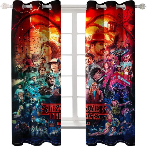 Stranger Things 3D Dicke Verdunkelung Fenster Vorhänge Thermo Ring Top Ösen Vorhänge - Bild 22 von 48