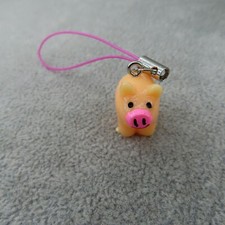 PIG Cell Phone Charm Silver Tone Novelty Gift Farm Animal Piglet Kawaii 3D Cute
