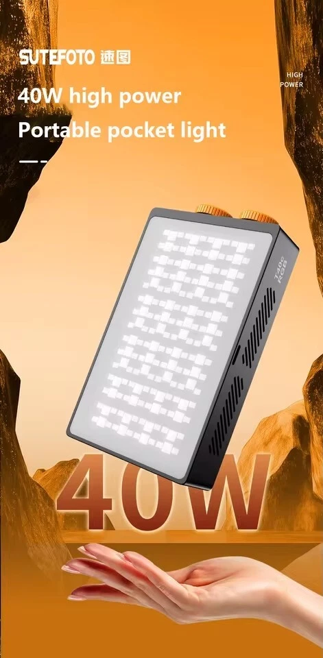 SuteFoto T40C 40W RGB Led Video Pocket Light 2800K-10000K APP Control Fill Light - Image 4 of 4