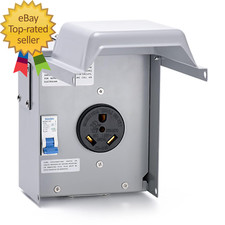 30 Amp Temporary RV Power Outlet with Breaker, Outdoor Breaker Box with NEMA 3R