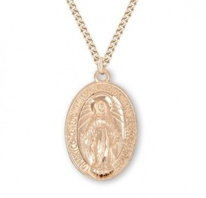 Authentic 16kt Gold Plated Sterling Silver Miraculous Mary Pendant Medal Necklace