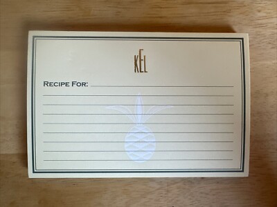 William Sonoma Monogrammed EKL 25 Recipe Cards Kitchen Pineapple Double Sided