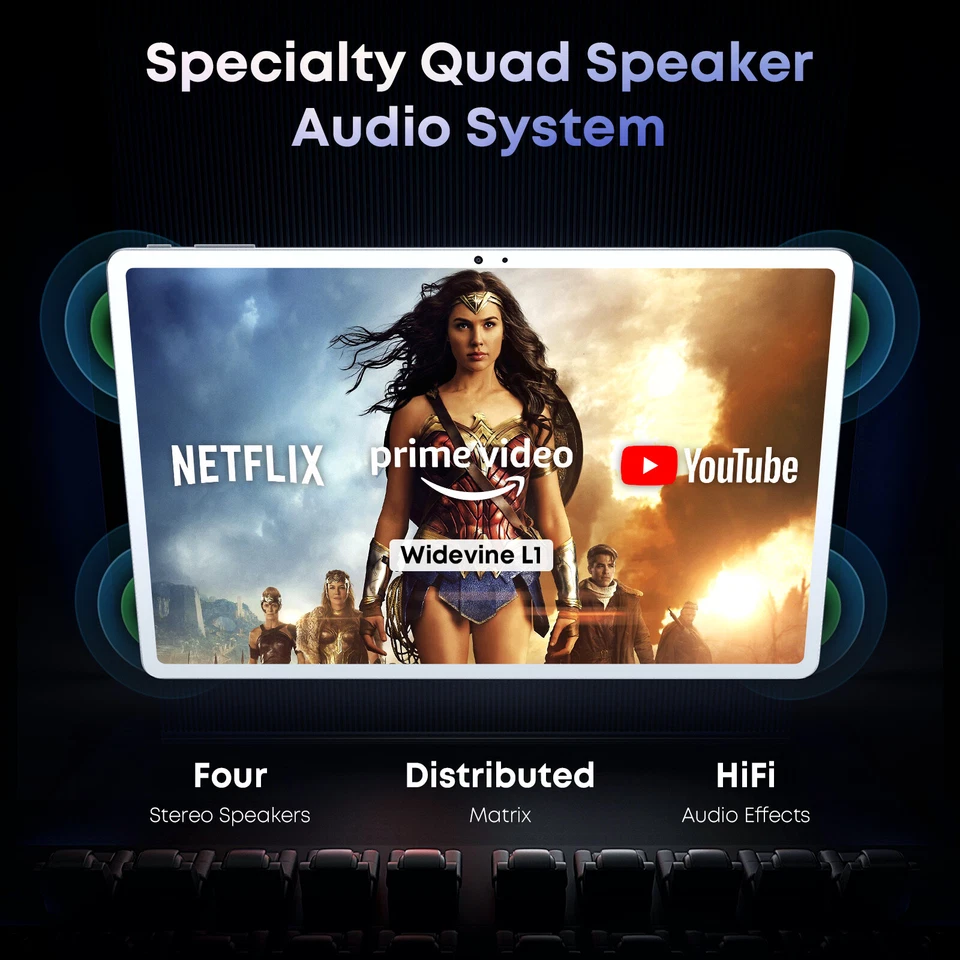 10.3" WIFI Tablet Android 12 HD 128GB Tablet Pad Octa-Core Dual Camera 4G LTE - Image 3 of 4