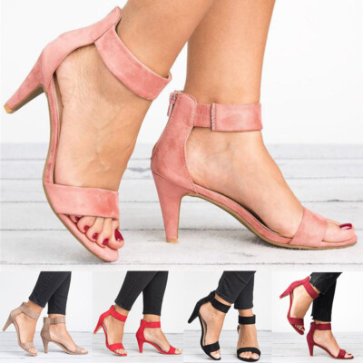 Heels Mid Sandals Low Shoes Open Women's Ankle High Summer Block Strap Toe  | eBay