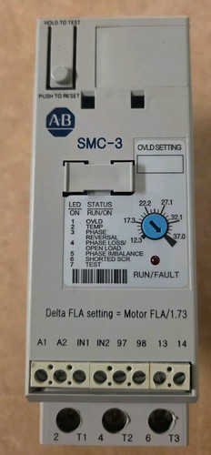 ALLEN-BRADLEY 150-C37NBD, Soft Starter, SMC-3, 480VAC, 37A, 3-Phase, 50/60Hz Max