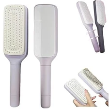 Anti-Static Self Cleaning Hair Brush,Easy Clean Retractable Hair Brush,Cleaning