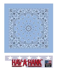 USA MADE Hav-A-Hank PERIWINKLE BLUE PAISLEY BANDANA Face Mask SCARF Head Wrap