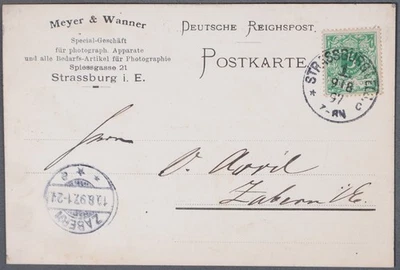 Mayfairstamps Germany 1897 Strassburg to Zabern Meyer & Wanner Card cca_22777 - Image 1 of 2