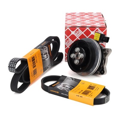 febi Wasserpumpe + 2x CONTI Keilrippenriemen für VW GOLF 5 6 PASSAT POLO 1.4 TSI