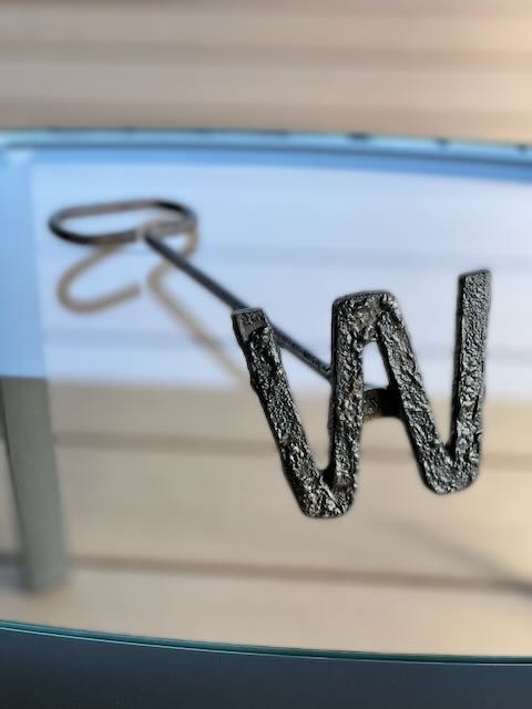 ANTIQUE  CATTLE BRANDING IRON *HAND FORGED STEEL "W" or "M" *GENUINE *USED