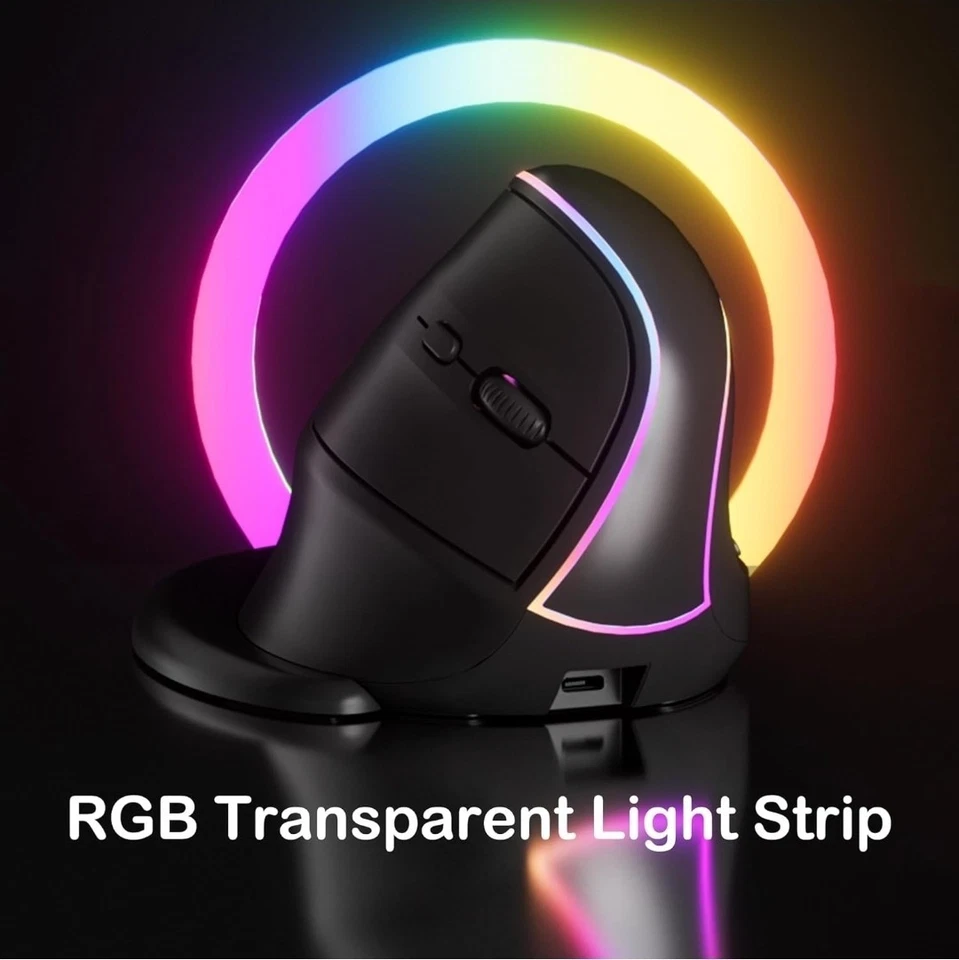 Vertical Mouse Wireless RGB Tri-Mode 2.4G Wireless Bluetooth Wired Ergonomic ... - Image 4 of 4