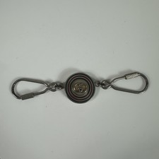 Gucci Striped GG Logo Keychain Mens One Size Silver Metal Carabiner Made Italy