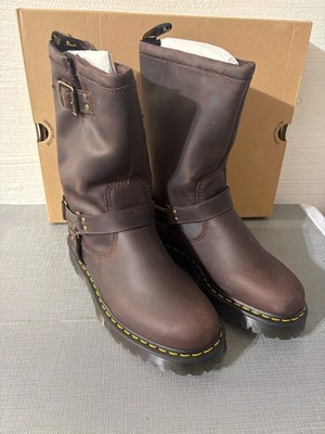 DR. MARTENS Anistone Hi Harness Biker Boots in Dark Brown MSRP$260
