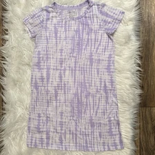René Rofé Girl Purple Tie Dye Nightgown Pajama Dress Size M 7/8 Short Sleeve 